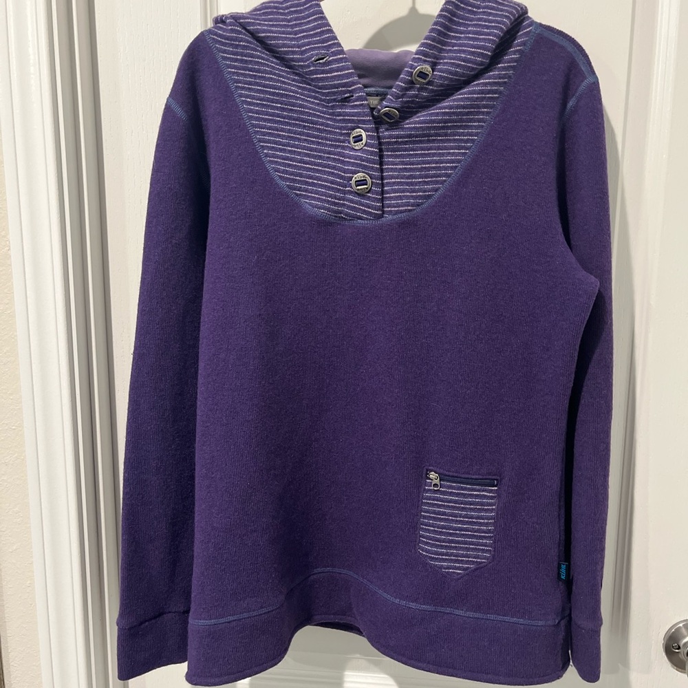 Kuhl Purple Women’s Chianti Fleece Hoodie with Striped Details